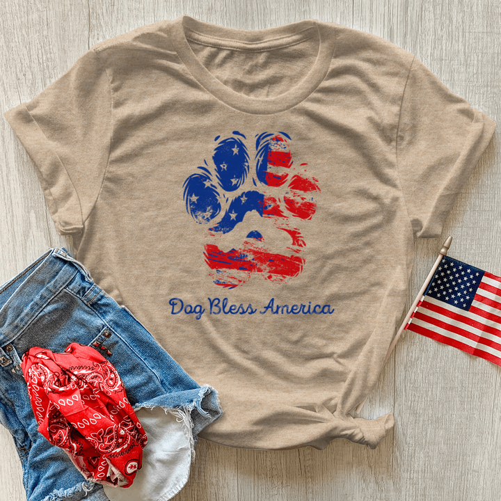 Dog Bless America Heathered Tee