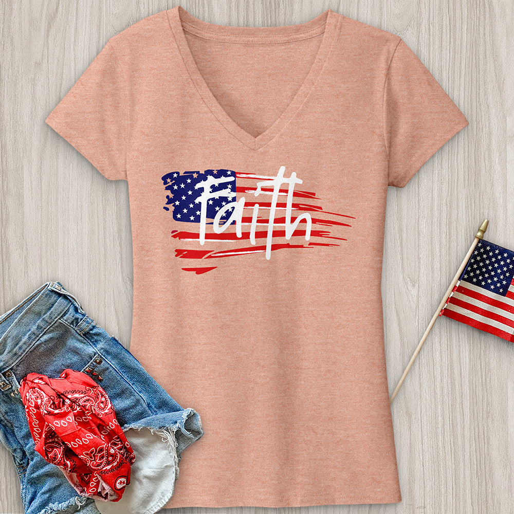 Faith Flag V-Neck Tee