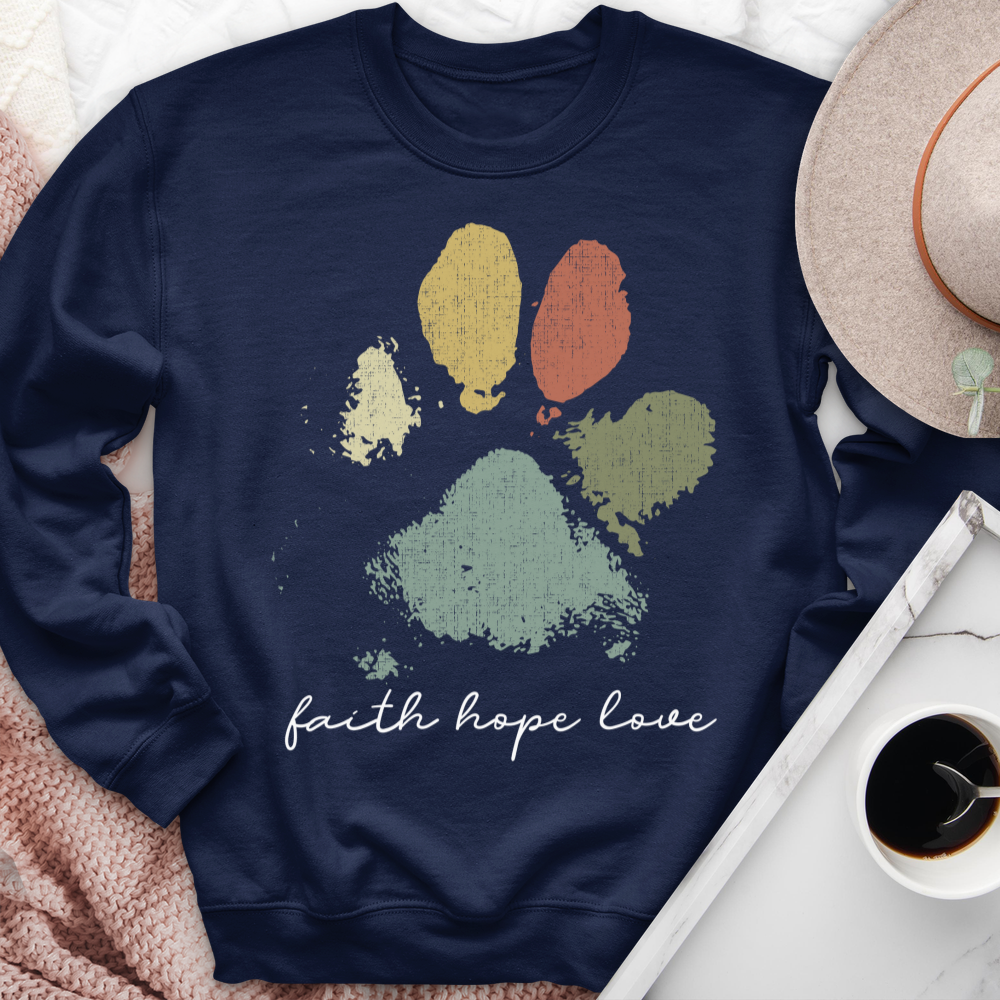 Faded Rainbow Paw Print Crewneck