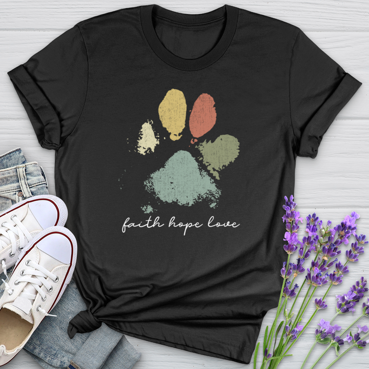 Faded Rainbow Paw Print Softstyle Tee