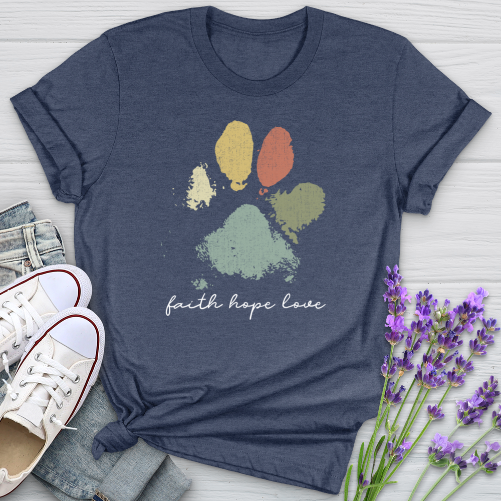 Faded Rainbow Paw Print Softstyle Tee