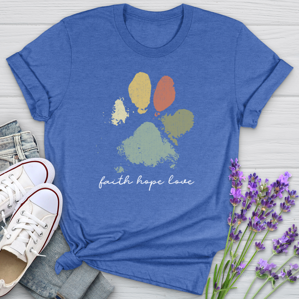 Faded Rainbow Paw Print Softstyle Tee