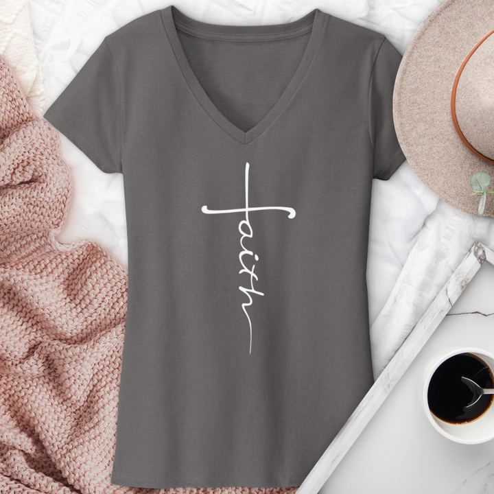 Faith Cross V-Neck Tee