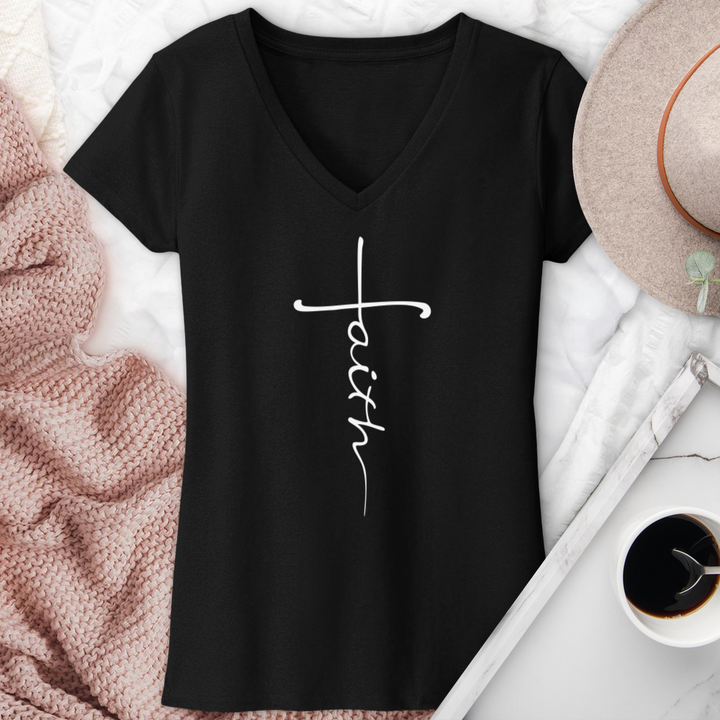 Faith Cross V-Neck Tee