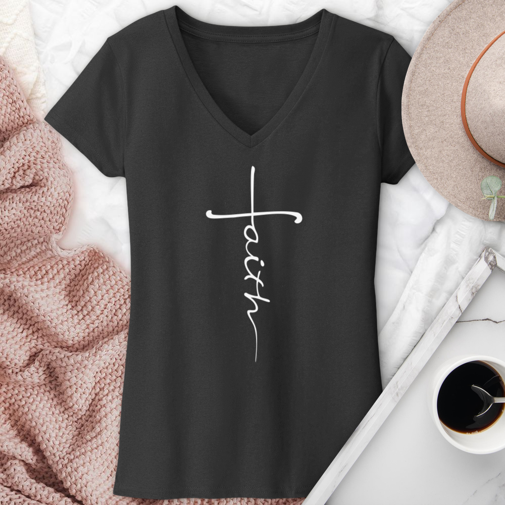 Faith Cross V-Neck Tee