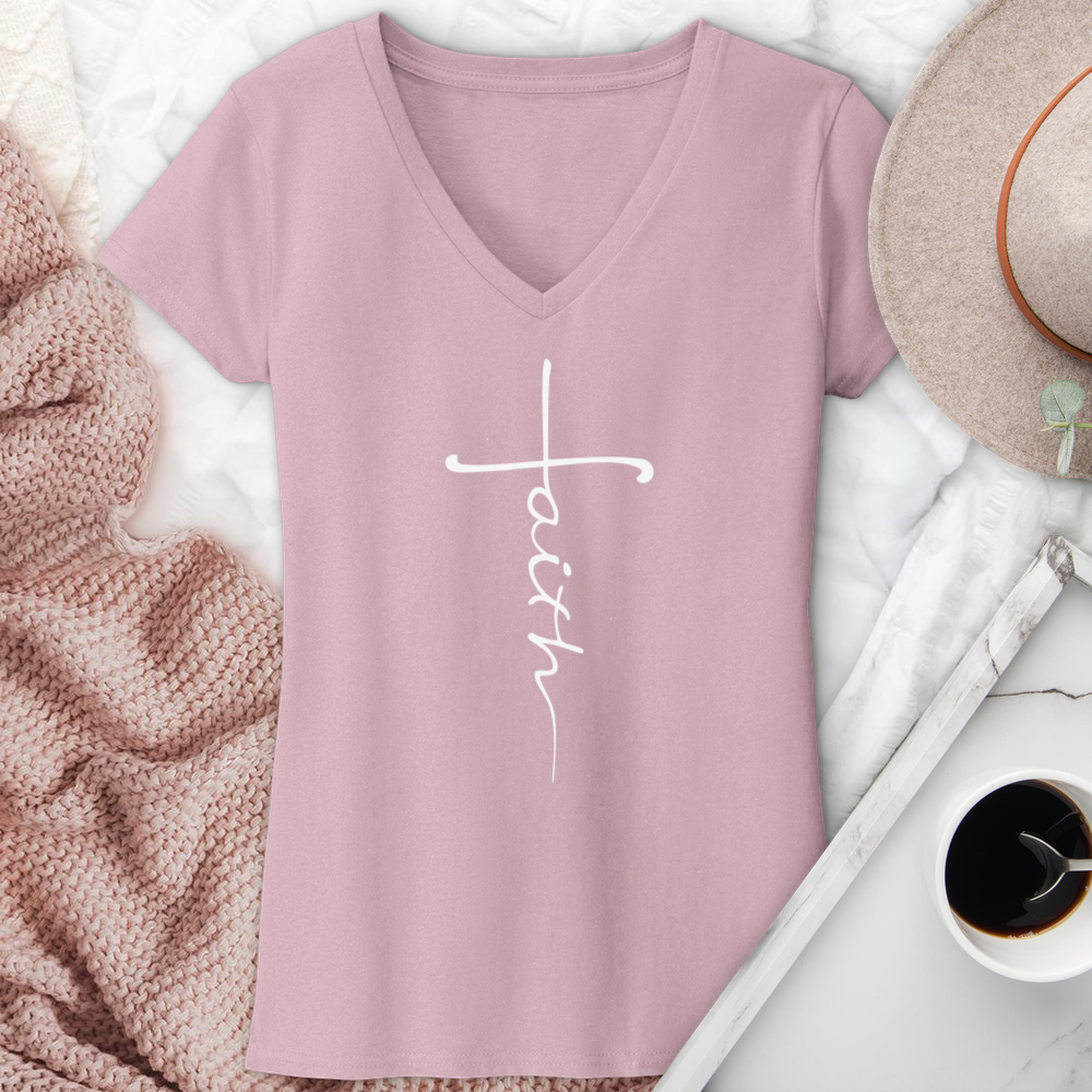 Faith Cross V-Neck Tee