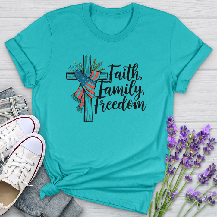 Faith Family Freedom Scarf Softstyle Tee