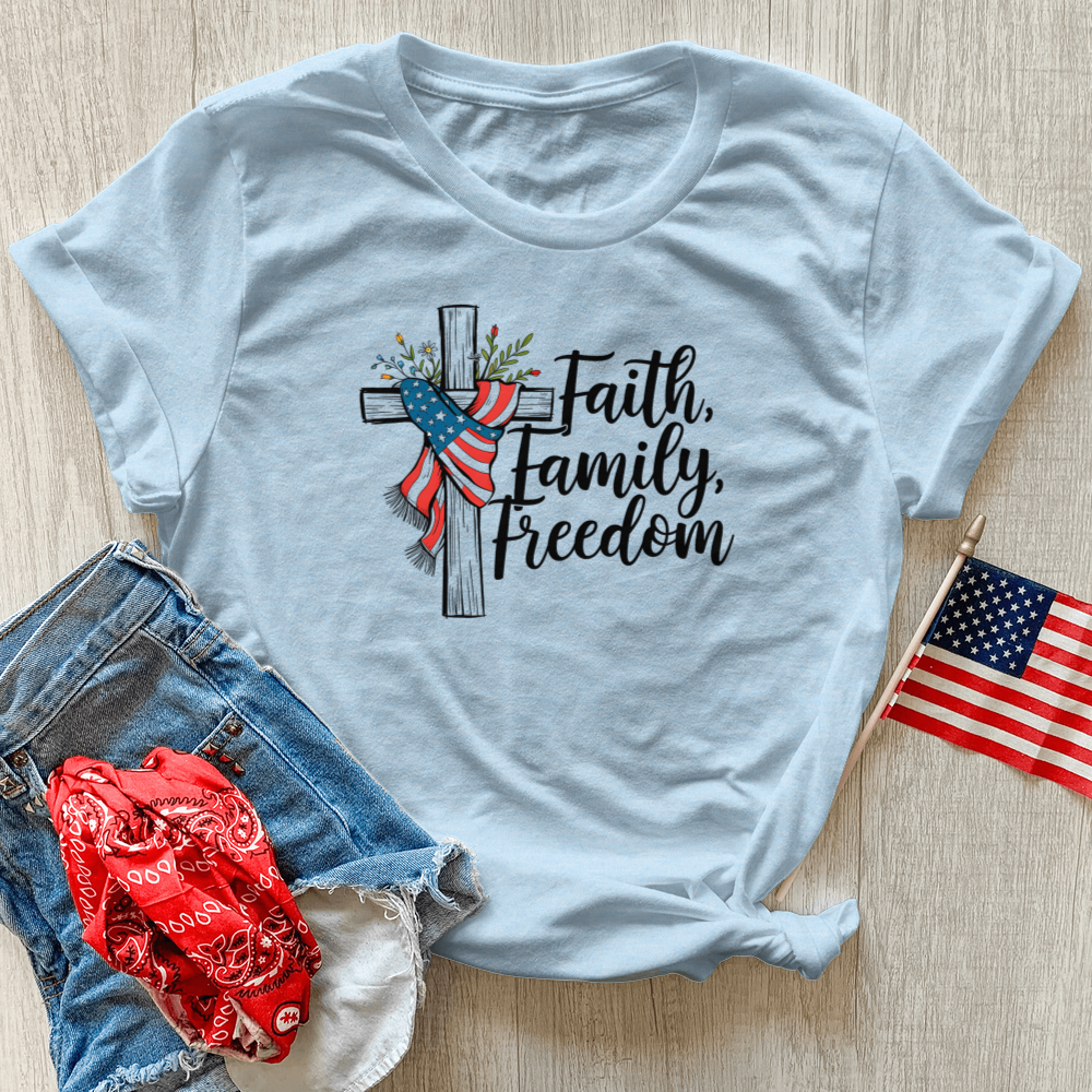 Faith Family Freedom USA Scarf Heathered Tee