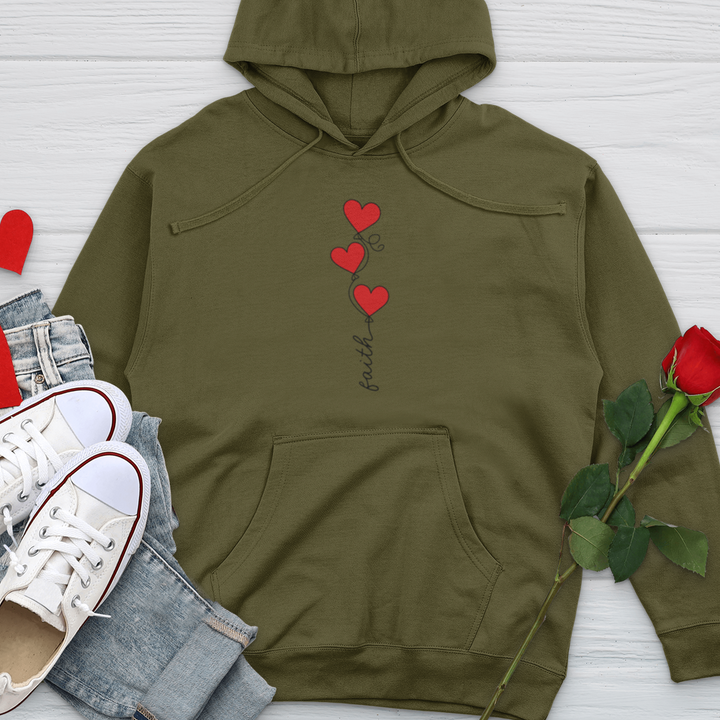 Faith Heart Balloons Midweight Hooded Sweatshirt