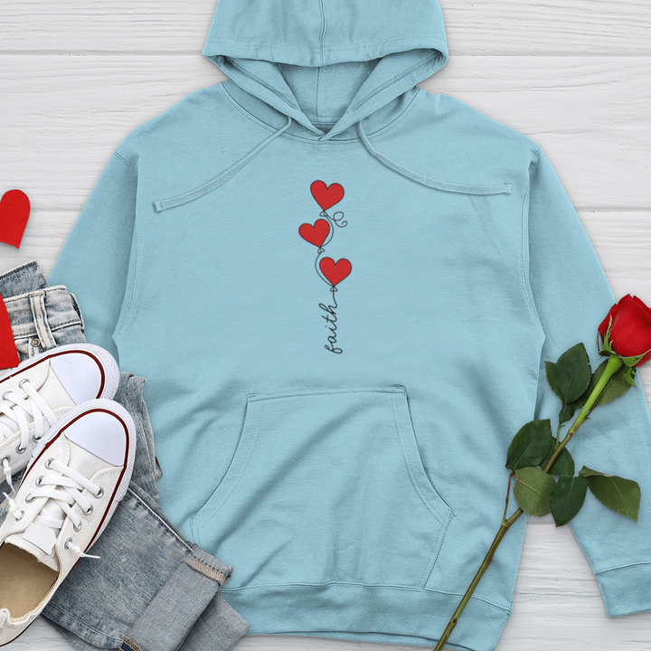 Faith Heart Balloons Midweight Hooded Sweatshirt