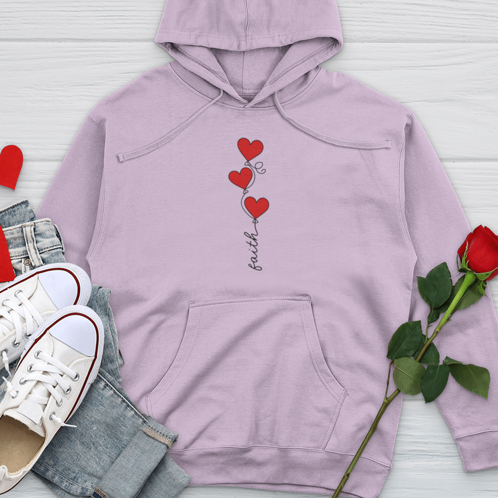 Faith Heart Balloons Midweight Hooded Sweatshirt