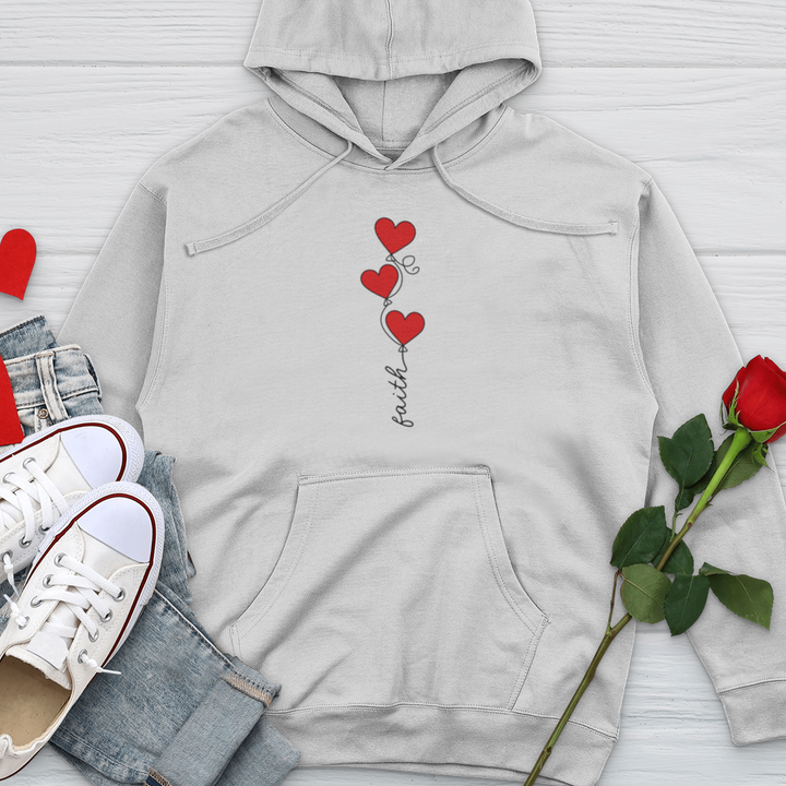 Faith Heart Balloons Midweight Hooded Sweatshirt