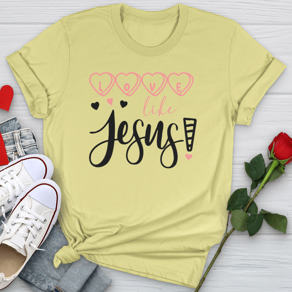 Love Like Jesus Candy Hearts Softstyle Tee