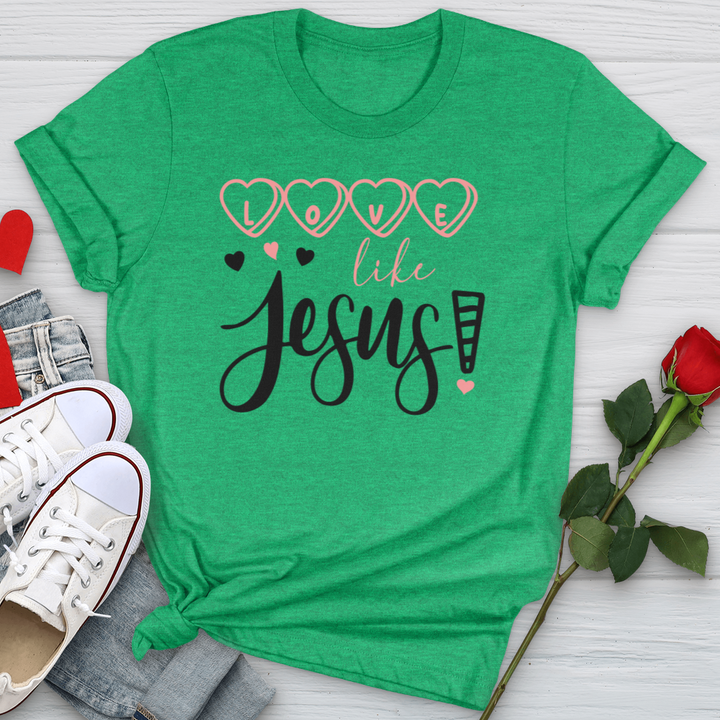 Love Like Jesus Candy Hearts Softstyle Tee