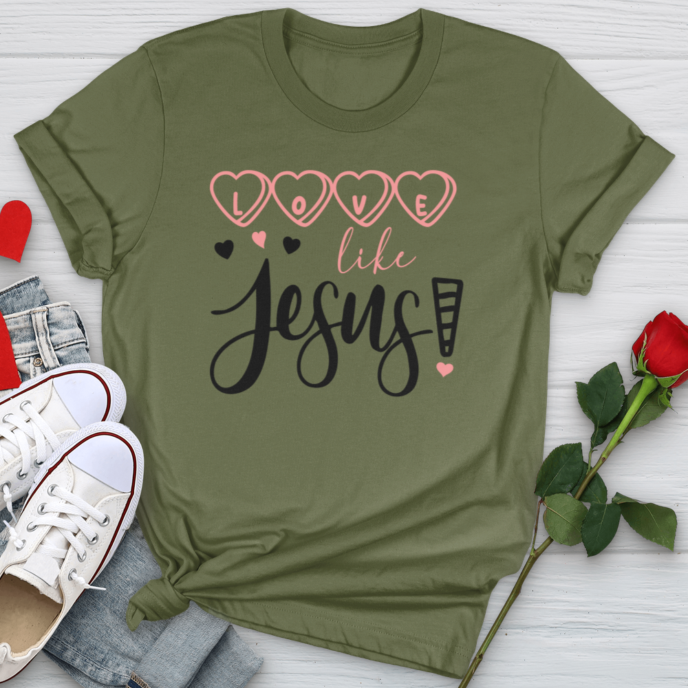 Love Like Jesus Candy Hearts Softstyle Tee