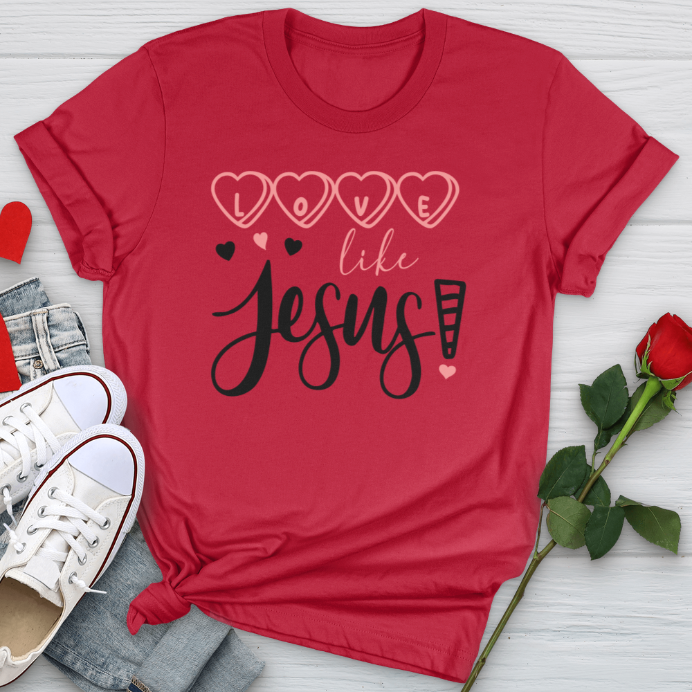 Love Like Jesus Candy Hearts Softstyle Tee