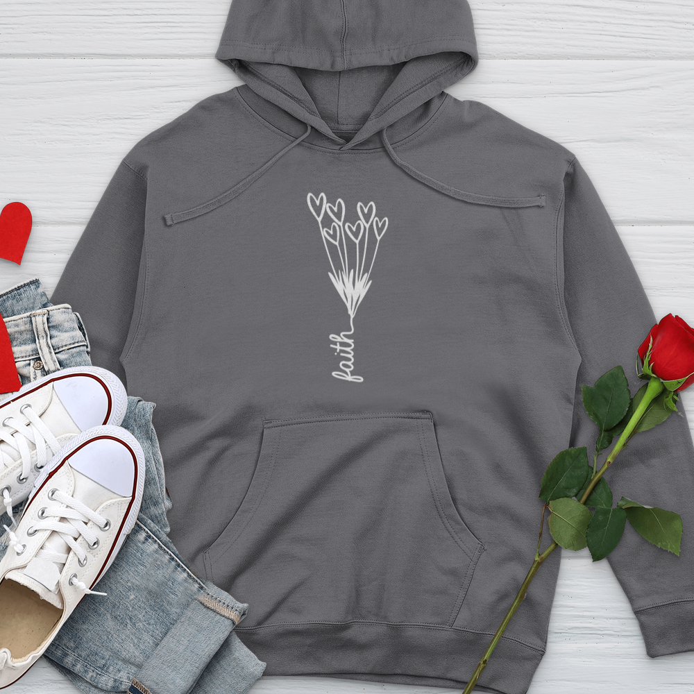 Faith Heart Bouquet Midweight Hooded Sweatshirt