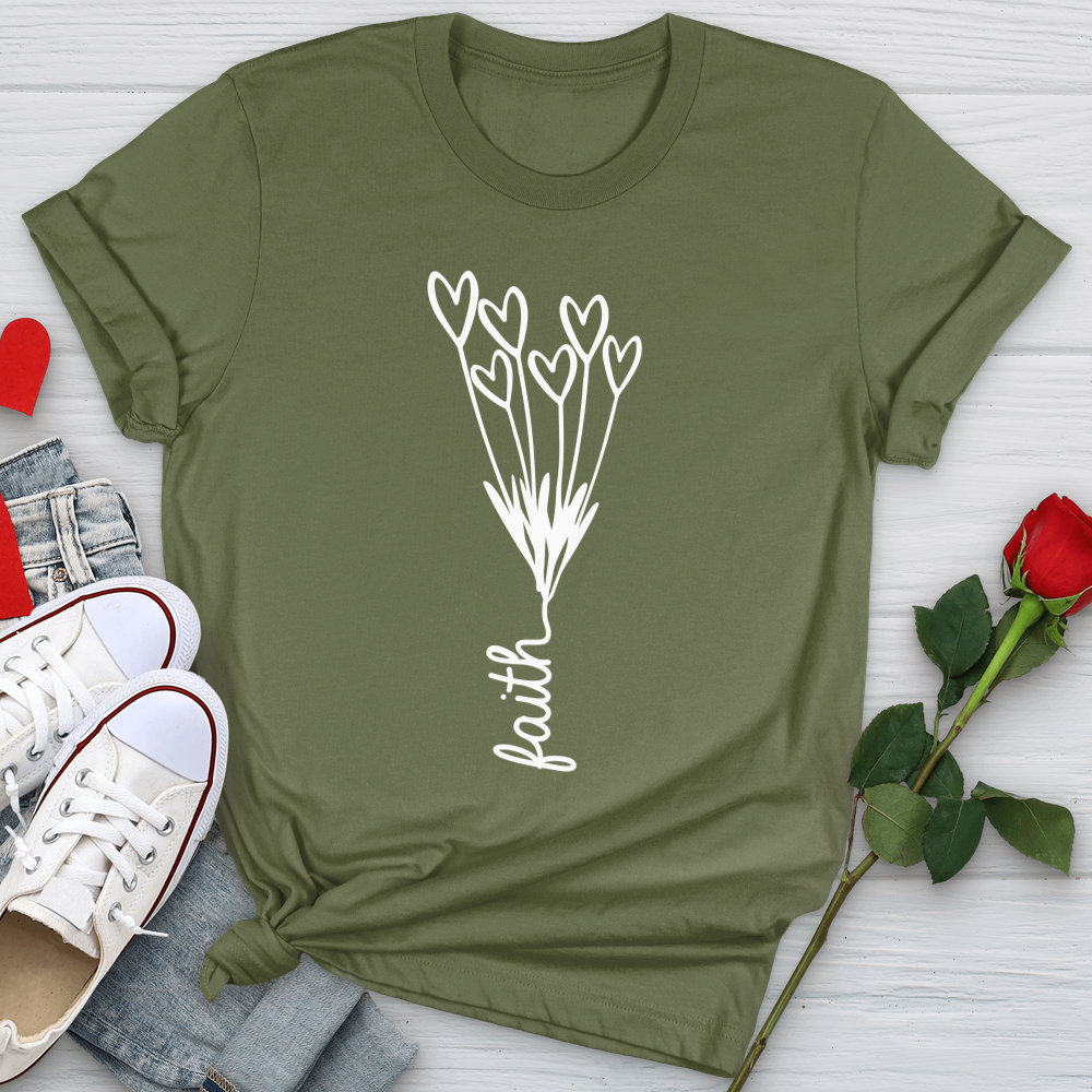 Faith Heart Bouquet Softstyle Tee