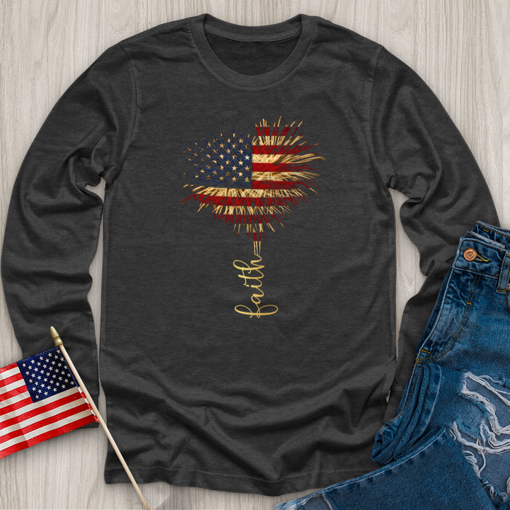 Faith Heart Fireworks Long Sleeve Tee