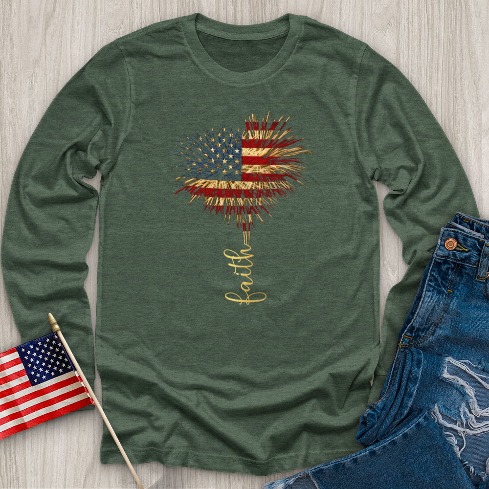 Faith Heart Fireworks Long Sleeve Tee