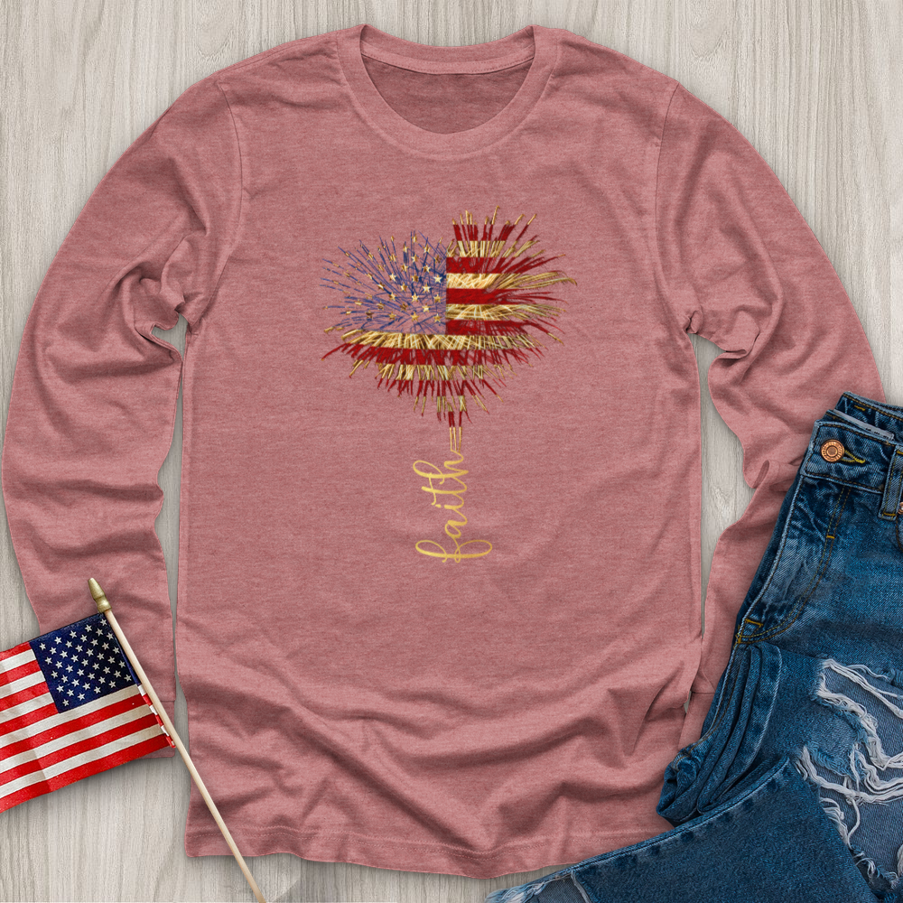 Faith Heart Fireworks Long Sleeve Tee