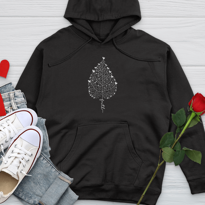 Faith Heart Leaf Midweight Hooded Sweatshirt