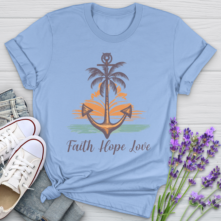 Faith Hope Love Anchor Palms Softstyle Tee