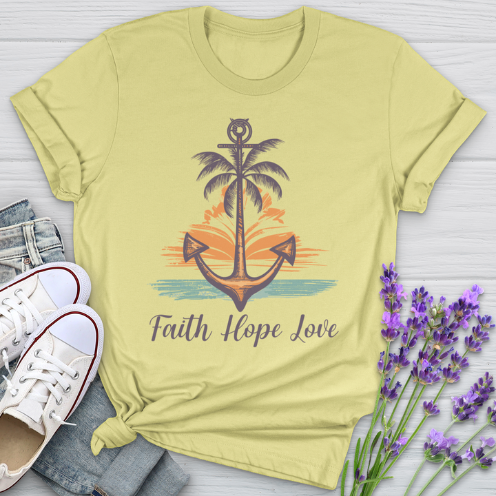 Faith Hope Love Anchor Palms Softstyle Tee