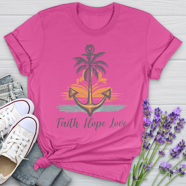 Faith Hope Love Anchor Palms Softstyle Tee