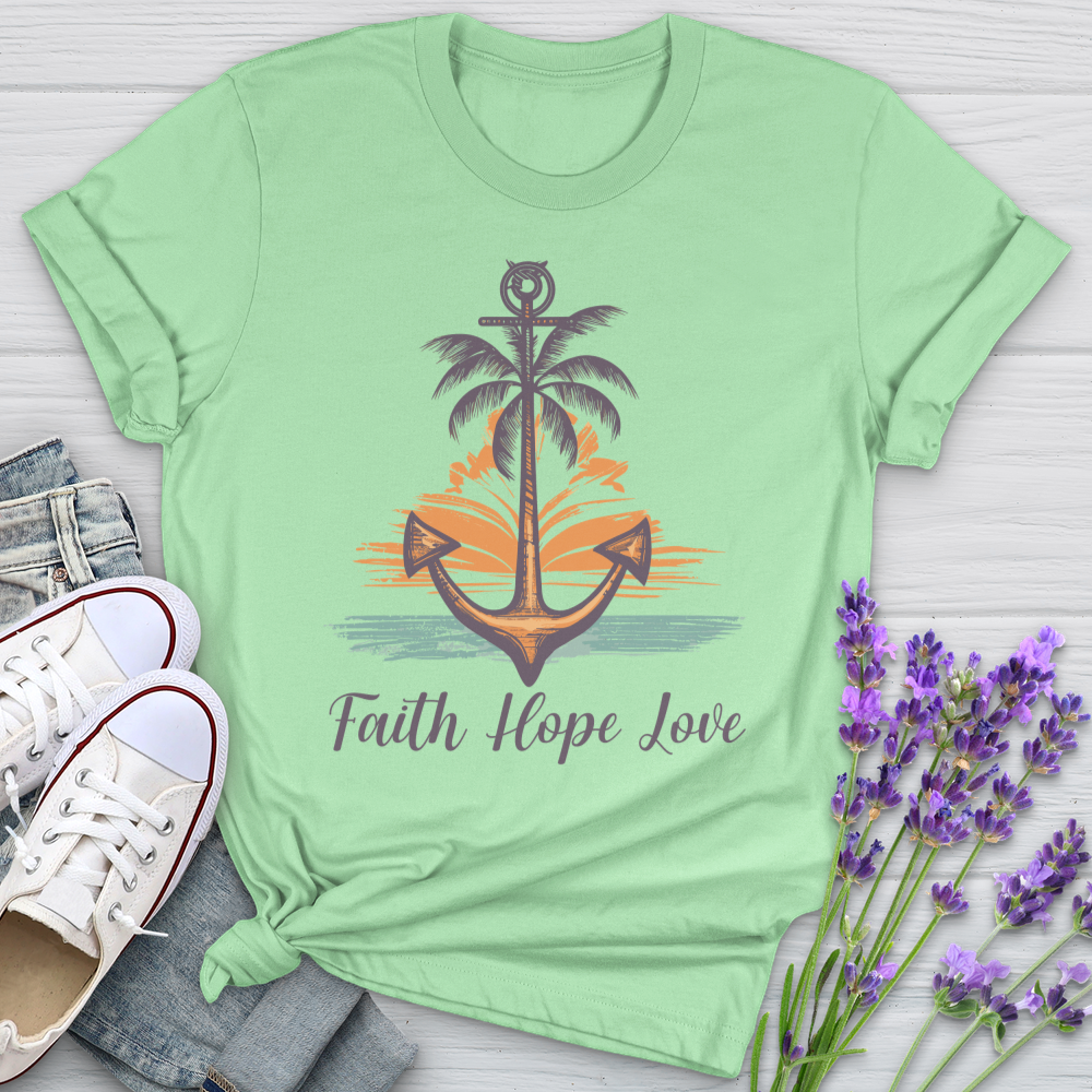 Faith Hope Love Anchor Palms Softstyle Tee