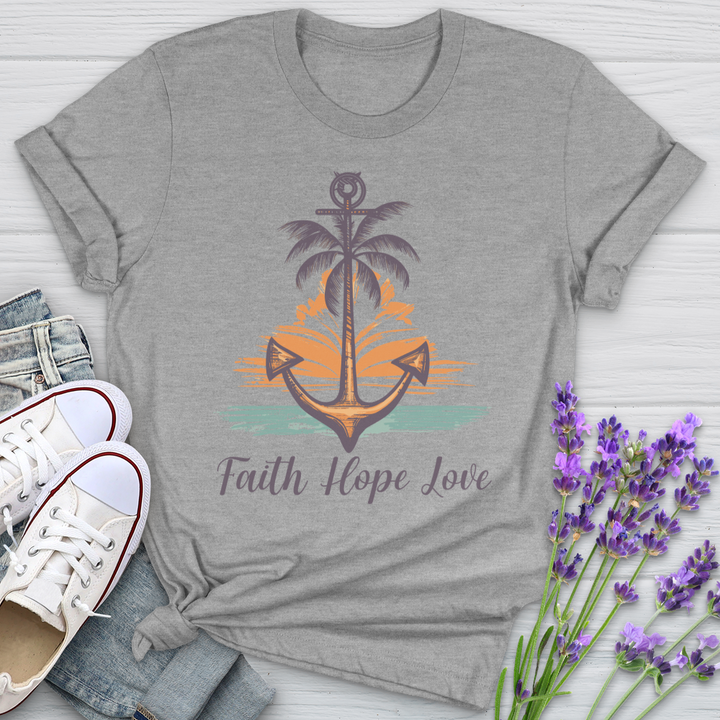 Faith Hope Love Anchor Palms Softstyle Tee