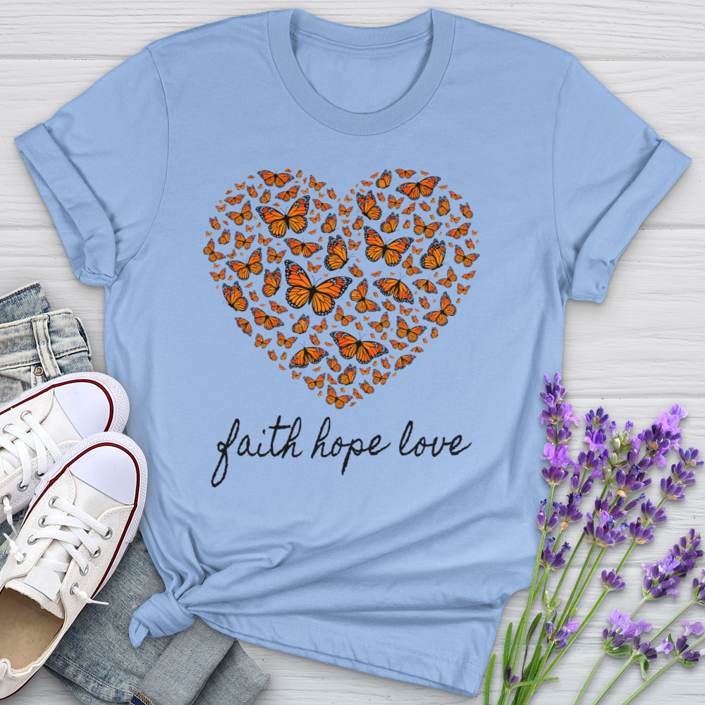 Faith Hope Love Butterfly Heart Softstyle Tee