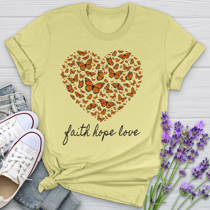 Faith Hope Love Butterfly Heart Softstyle Tee