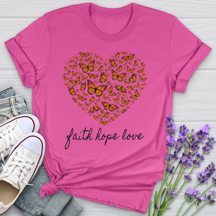 Faith Hope Love Butterfly Heart Softstyle Tee