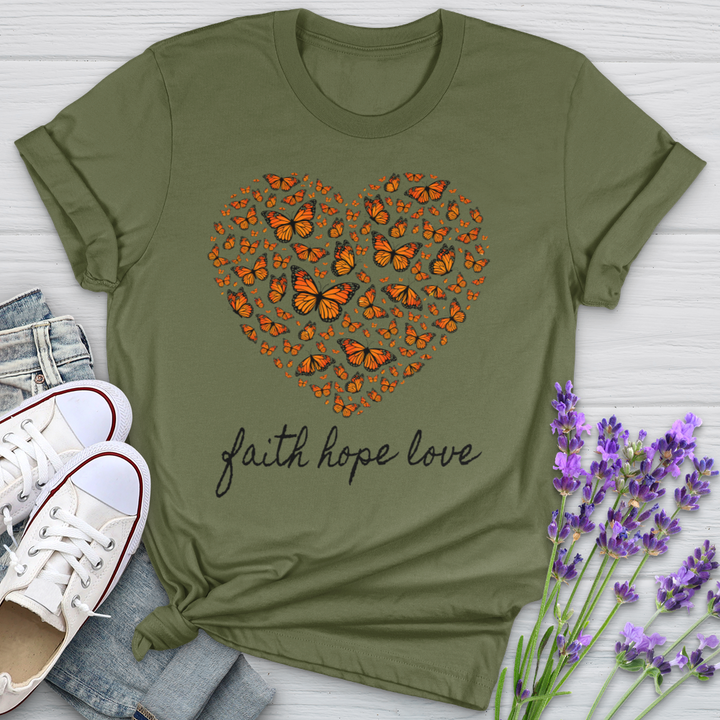 Faith Hope Love Butterfly Heart Softstyle Tee