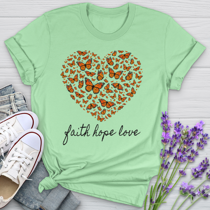 Faith Hope Love Butterfly Heart Softstyle Tee