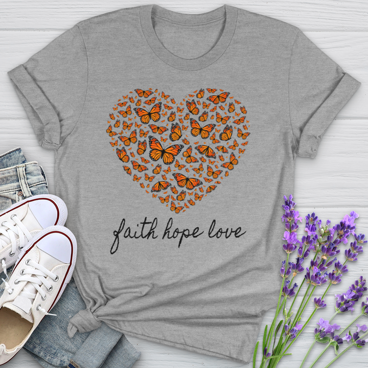 Faith Hope Love Butterfly Heart Softstyle Tee