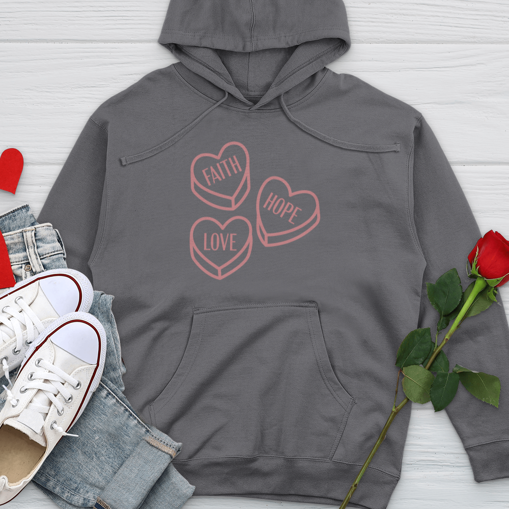 Faith Hope Love Candy Midweight Hooded Sweatshirt