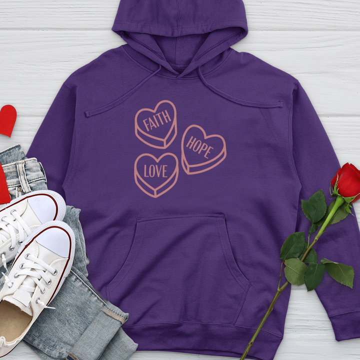 Faith Hope Love Candy Midweight Hooded Sweatshirt