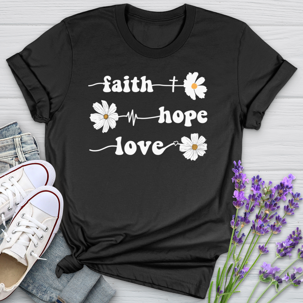 Faith Hope Love Daisy Flowers Softstyle Tee