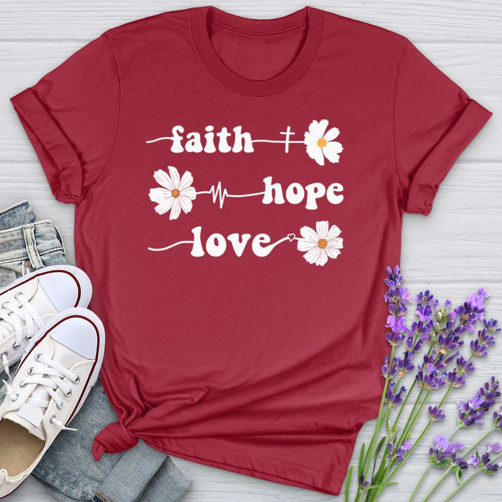 Faith Hope Love Daisy Flowers Softstyle Tee