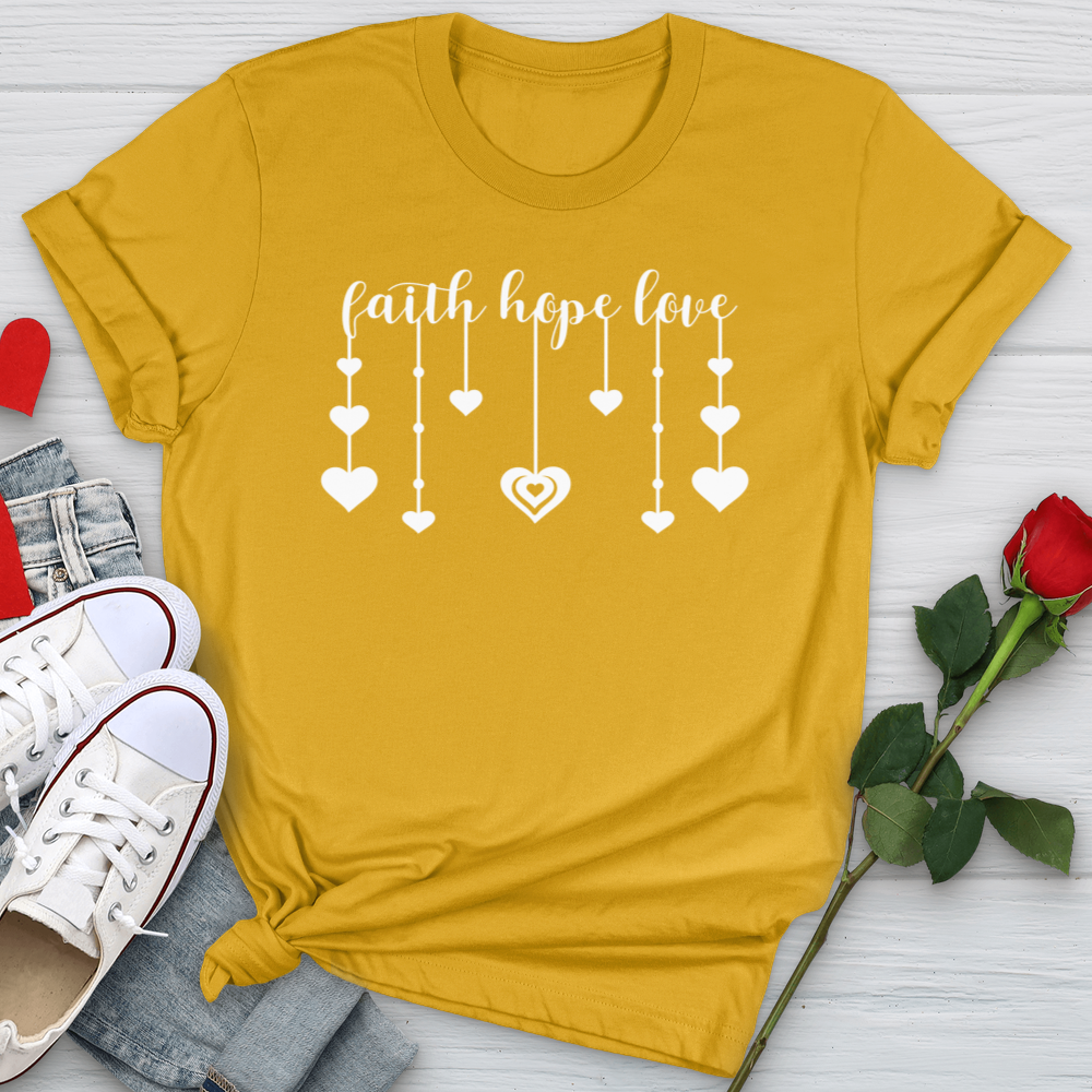 Faith Hope Love Dangling Hearts Softstyle Tee