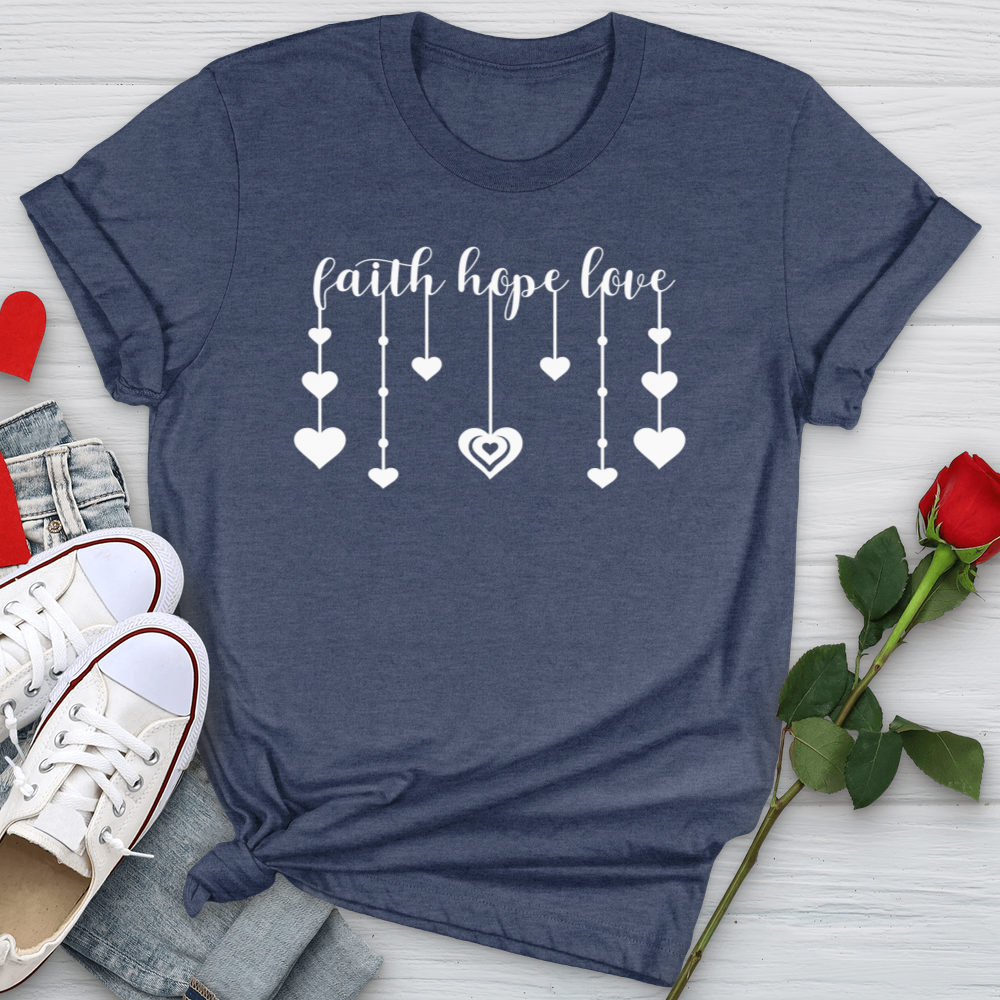 Faith Hope Love Dangling Hearts Softstyle Tee