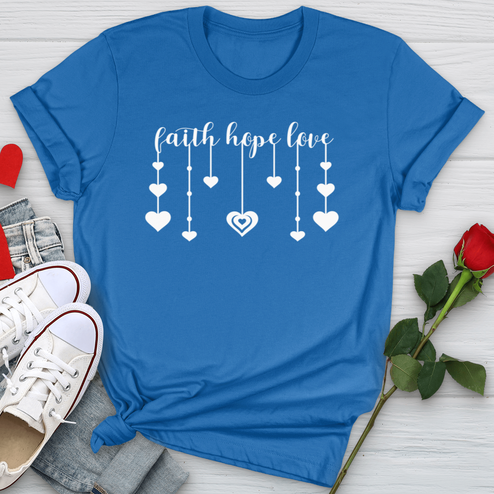 Faith Hope Love Dangling Hearts Softstyle Tee