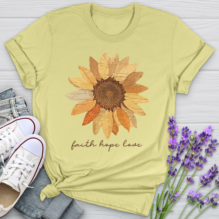 Faith Hope Love Faded Flower Softstyle Tee