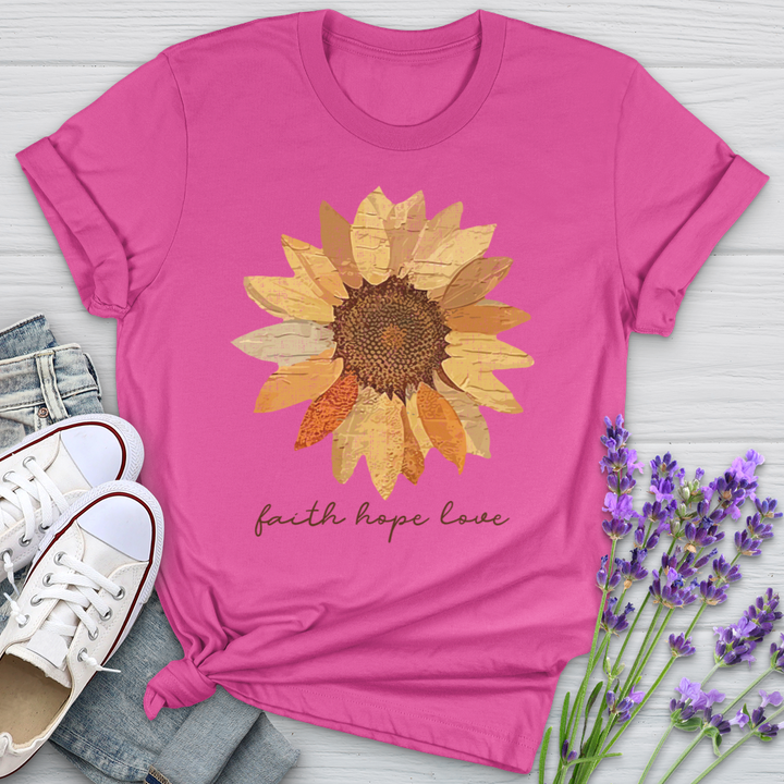 Faith Hope Love Faded Flower Softstyle Tee