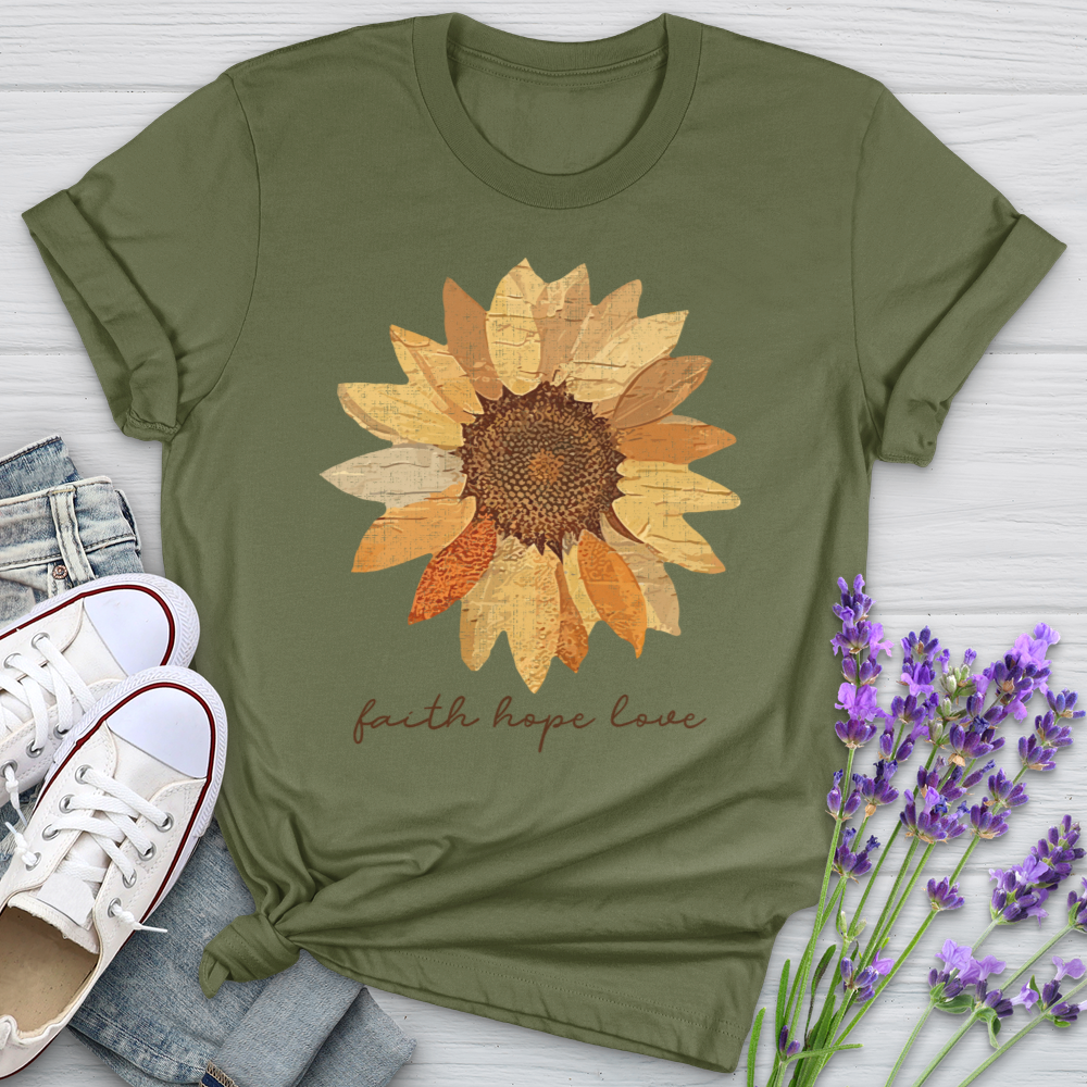 Faith Hope Love Faded Flower Softstyle Tee