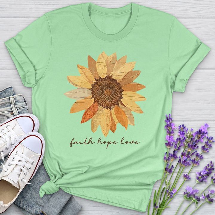 Faith Hope Love Faded Flower Softstyle Tee