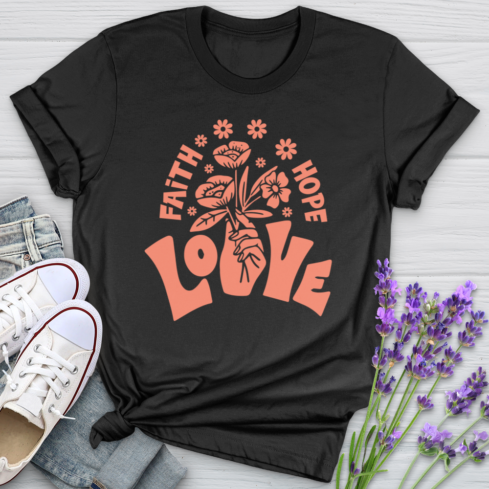 Faith Hope Love Floral Style Softstyle Tee