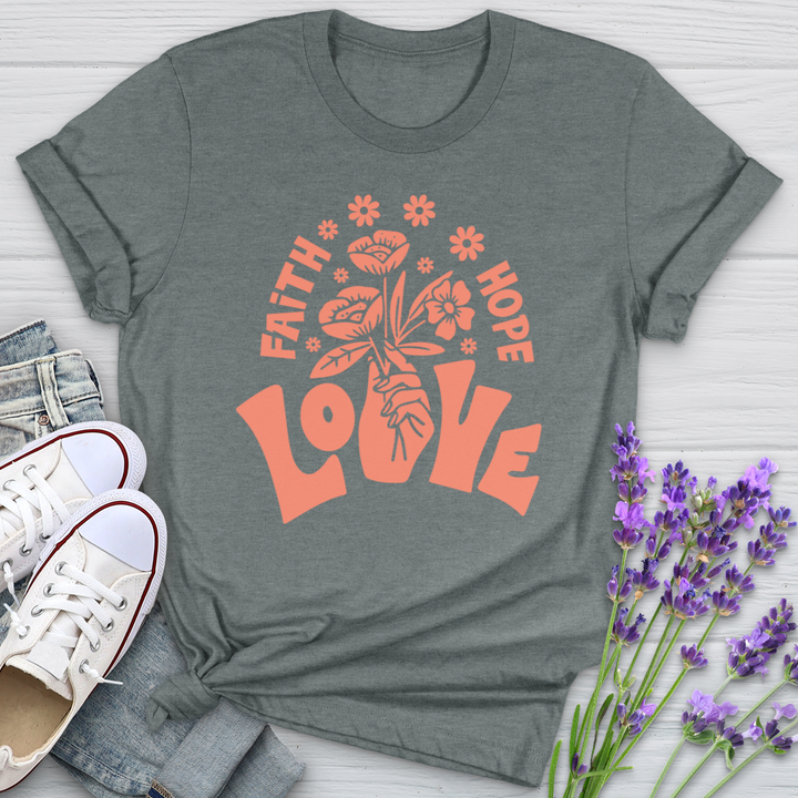 Faith Hope Love Floral Style Softstyle Tee